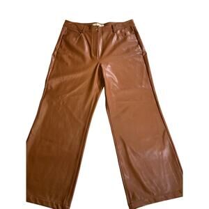 Michael Kors Brown Wide Leg Leather Pants - Size 10 - NWT